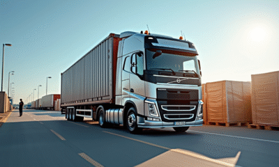 Camion cargo de 15 tonnes dans un hub logistique en plein jour