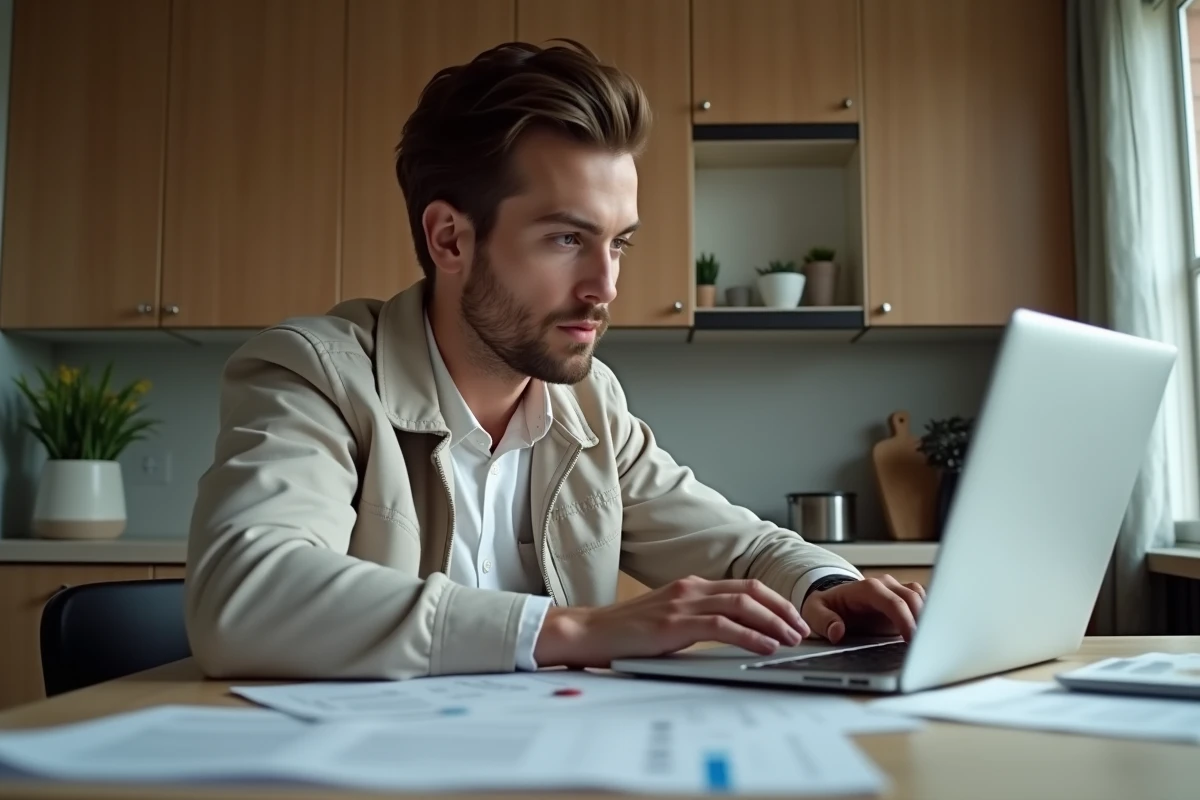 Jeune homme comparant offres d