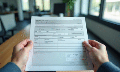 Main tenant une carte grise avec V7 en évidence dans un bureau lumineux