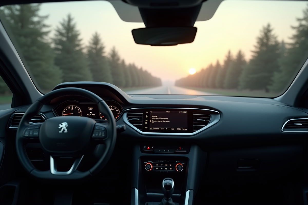 Intérieur d'une Peugeot 308 GT avec tableau de bord et airbags