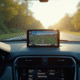 Tableau de bord de voiture avec GPS en focus