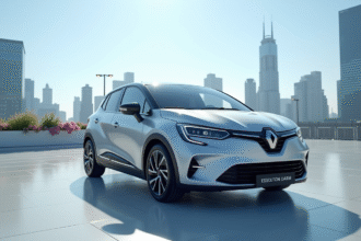 Voiture urbaine neuve brillante sur un parking moderne