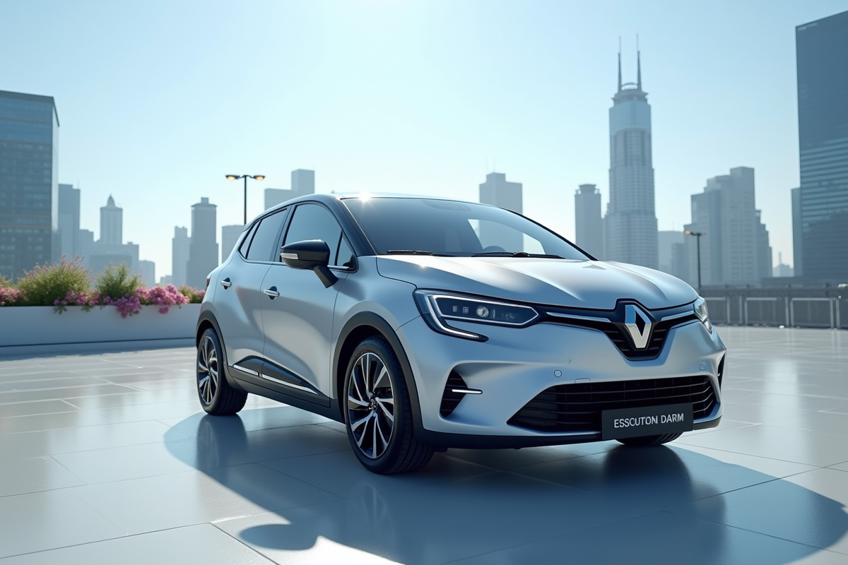 Voiture urbaine neuve brillante sur un parking moderne